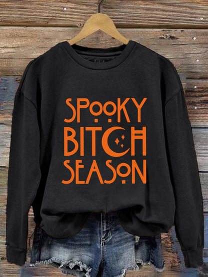 Women's Halloween Spooky B*tch Season Printed Sweatshirt