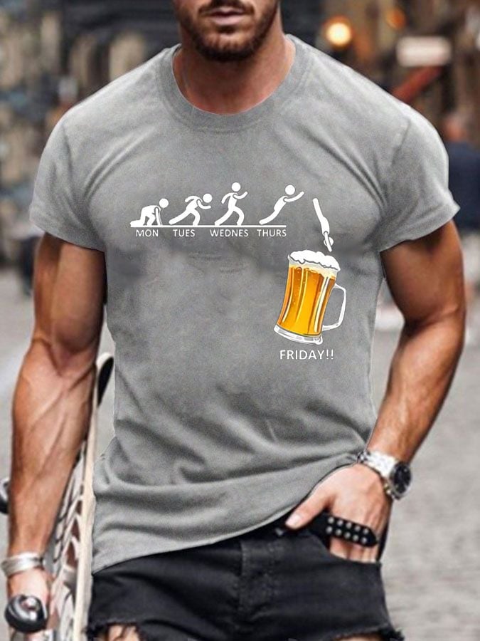 Men's Oktoberfest Beer Printed 100% Cotton Short Sleeve T-Shirt
