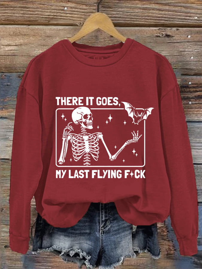 Women's Halloween There It Goes My Last Flying F*ck  Print Crew Neck Sweatshirt