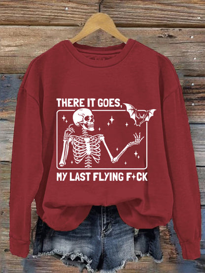 Women's Halloween There It Goes My Last Flying F*ck  Print Crew Neck Sweatshirt