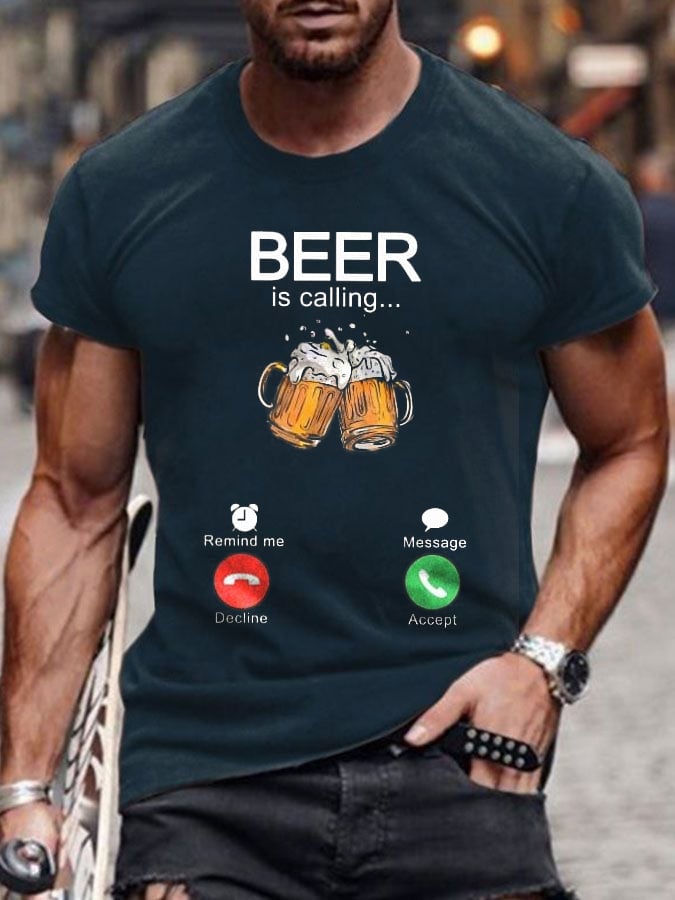 Men's Oktoberfest Beer Printed 100% Cotton Short Sleeve T-Shirt
