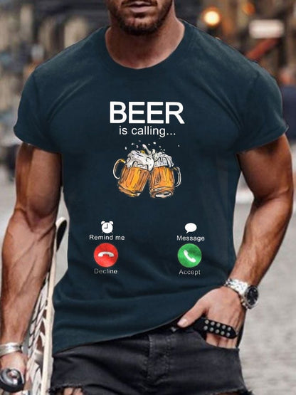Men's Oktoberfest Beer Printed 100% Cotton Short Sleeve T-Shirt