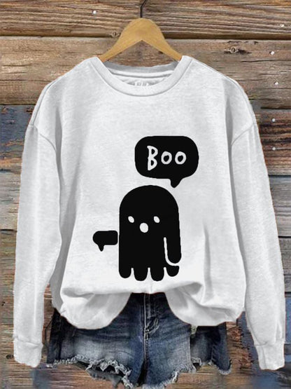 Women's Dislike Boo Ghost Printed Casual Sweatshirt