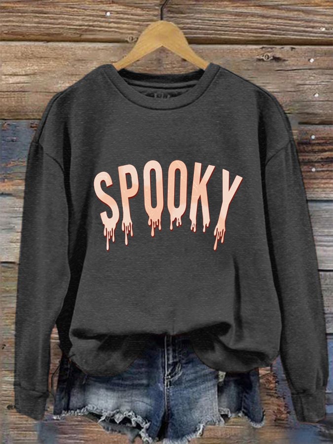 Women's Retro Halloween Creepy Cute Spooky Printed Sweatshirt