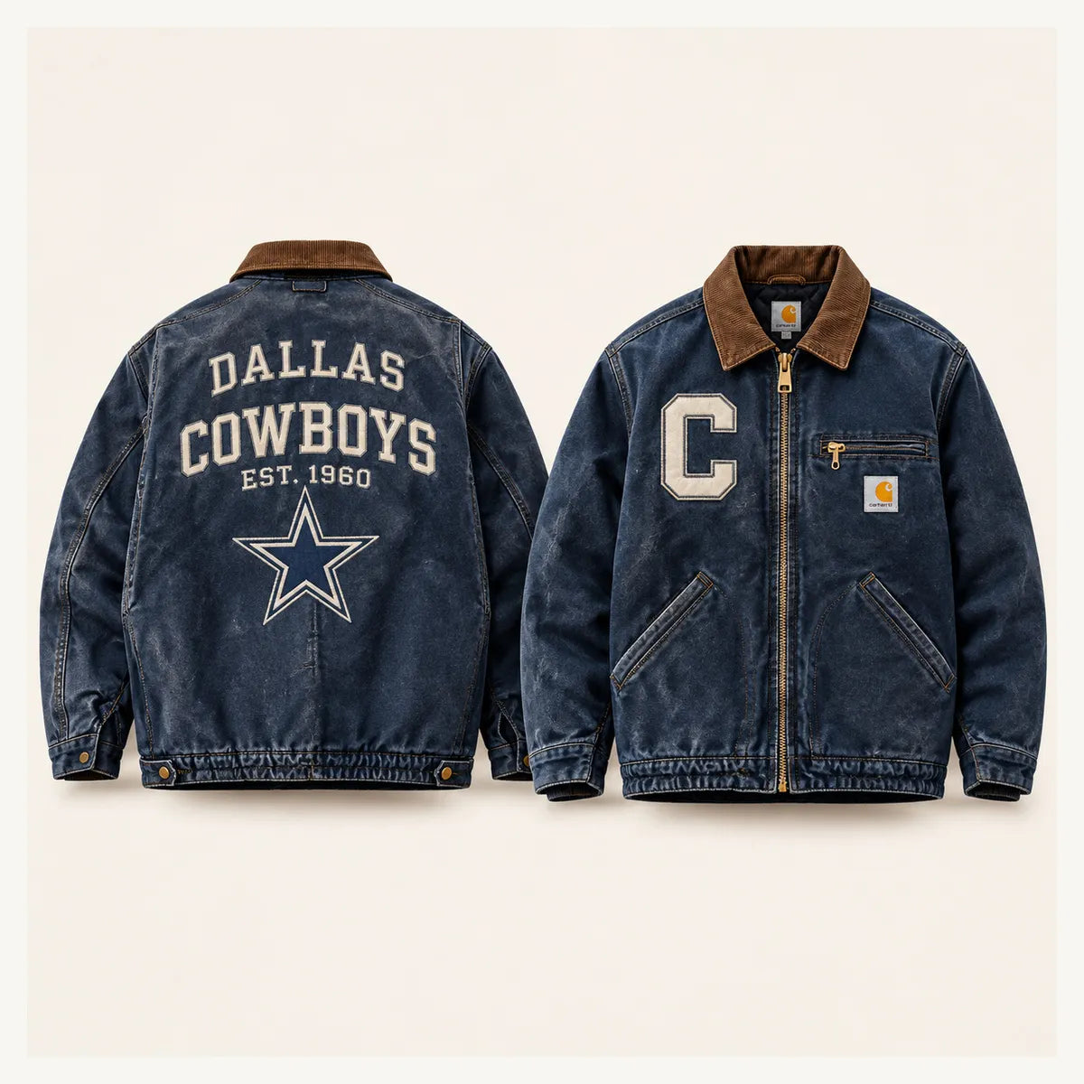 UNISEX DALLAS COWBOYS SHERPA LINED OVERSIZED WORKWEAR WINTER PARKA JACKET
