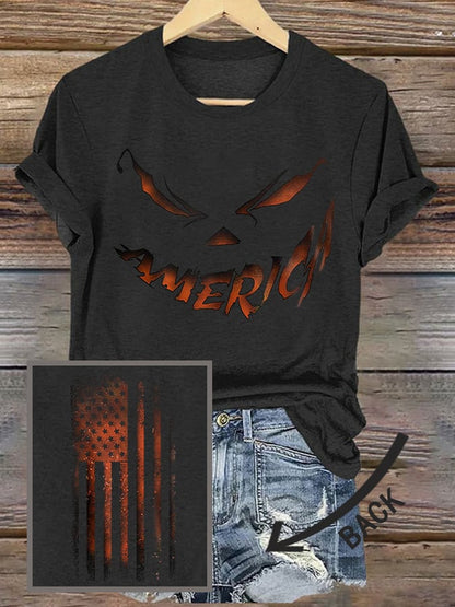 Women's American Halloween Print T-shirt