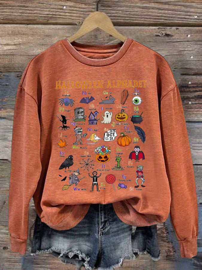 Women'S Halloween Print Long Sleeve Sweatshirt