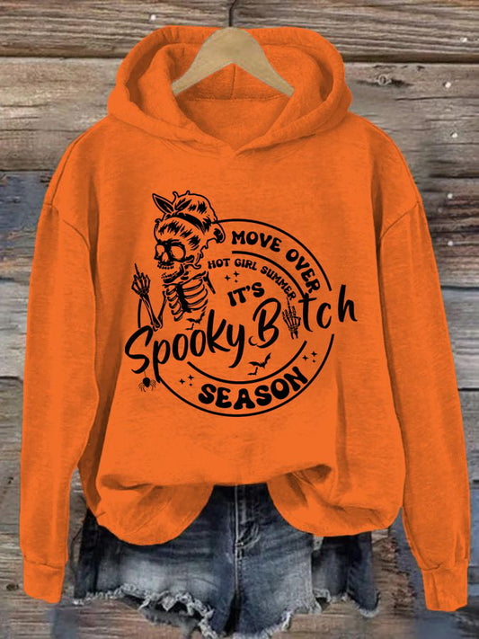 Women's Move Over Hot Girl Summer It's Spooky Bitch Season Print Hoodie