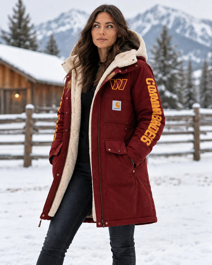 WASHINGTON COMMANDERS UNISEX SHERPA-LINED LONG WINTER PARKA JACKET