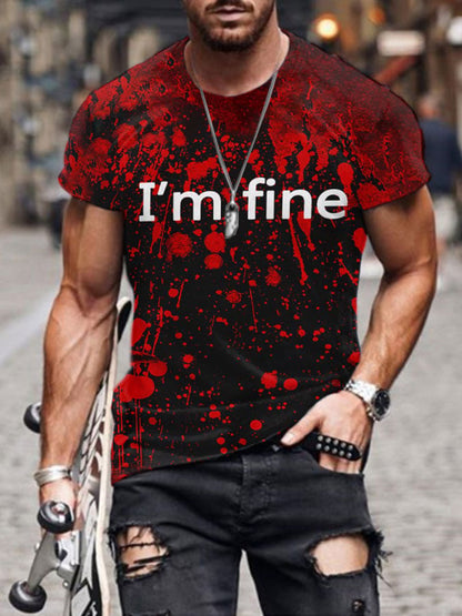 Men's Bloodstain I'm Fine Print T-Shirt