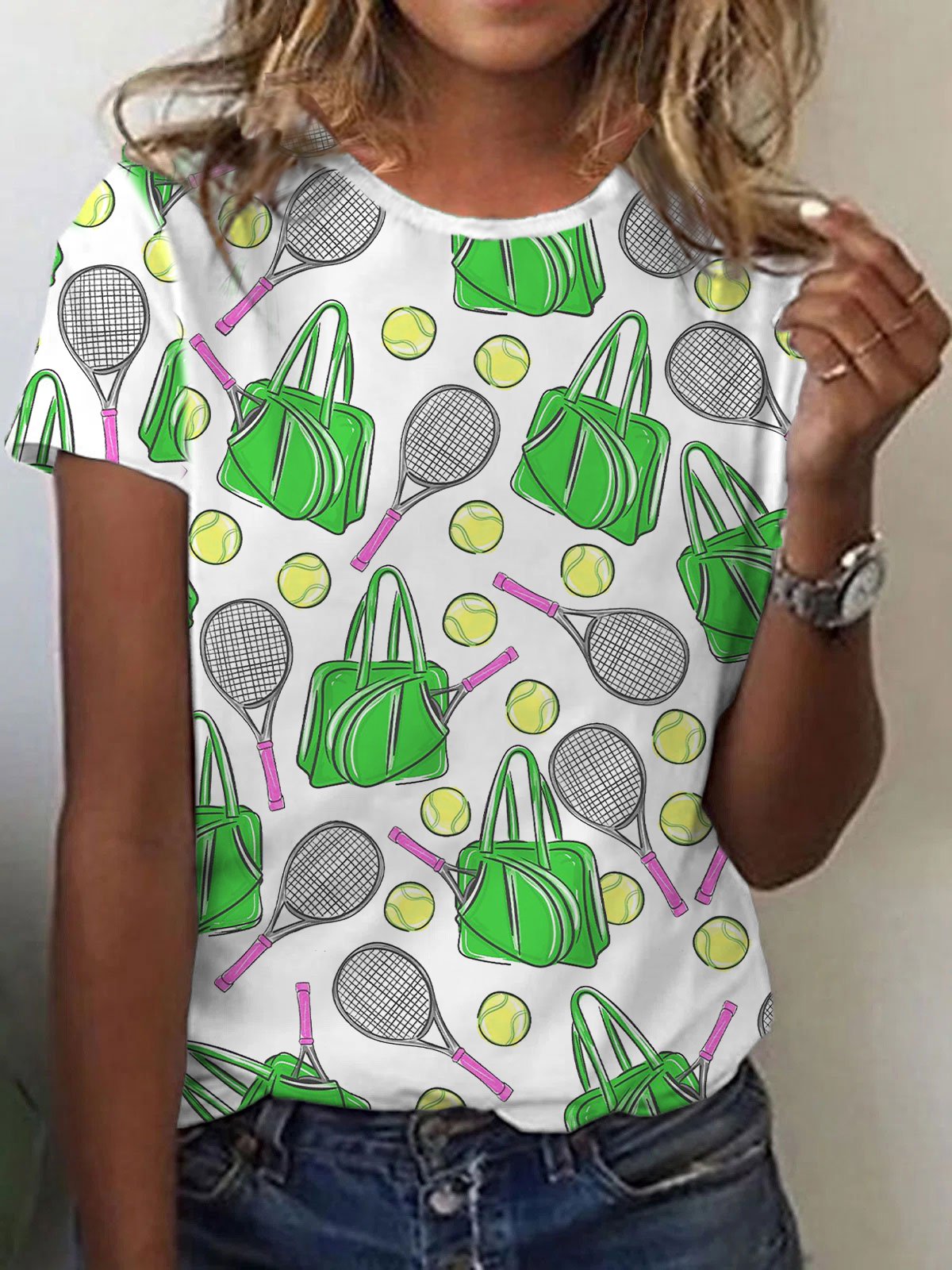 Women's Funny Tennis Tennis Lover Print T-Shirt