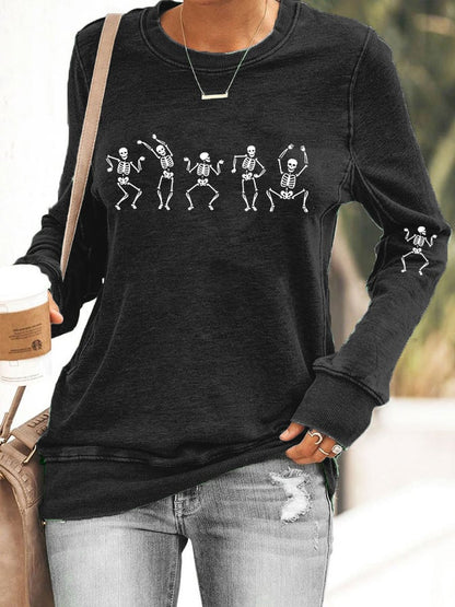 Women's Halloween Dancing Skeleton Casual Sweatshirt