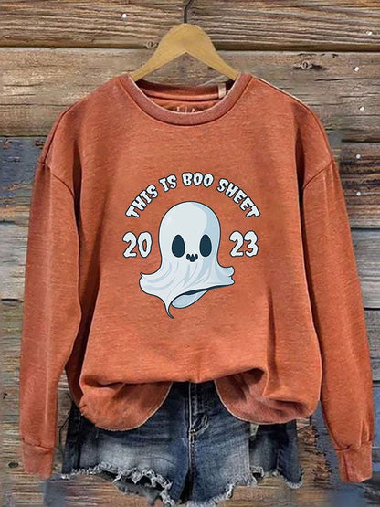 Women's "This is boo sheet 2023" printed casual sweatshirt