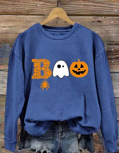 Women's  Halloween Boo Print Sweatshirt