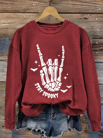 Women's Halloween Skeleton Palm Casual Sweatshirt