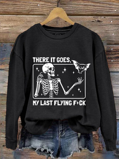 Women's Halloween There It Goes My Last Flying F*ck  Print Crew Neck Sweatshirt