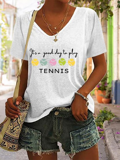 Women's It'S A Good Day To Play Tennis T-Shirt