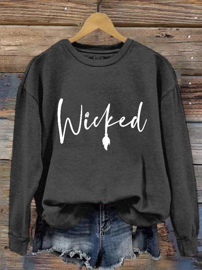 Women's Halloween Witch Wicked Printed Sweatshirt