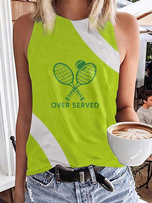 Women's Funny Tennis Overserved Print O-Neck Top