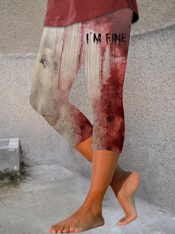 Women's Bloody I'm Fine Halloween Print Leggings