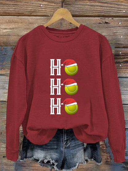 Women's Tennis Christmas "HO,HO,HO" Printed Sweatshirt
