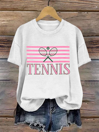Women's Tennis Printed Round-Neck Casual T-Shirt