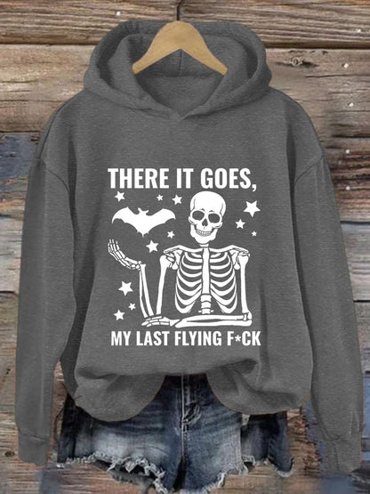 Women's Halloween There It Goes My Last Flying F*ck Print Casual Hooded Sweatshirt