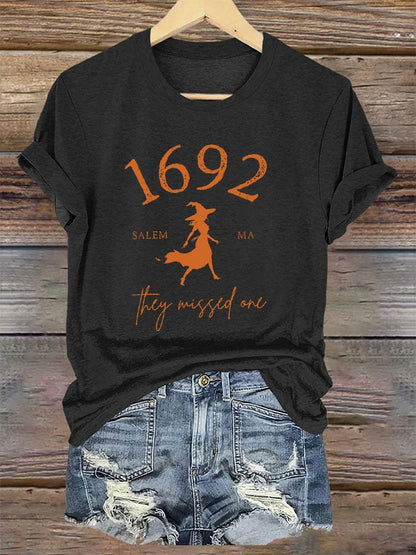 Women's 1692 They Missed One Salem Witch Printed T-Shirt