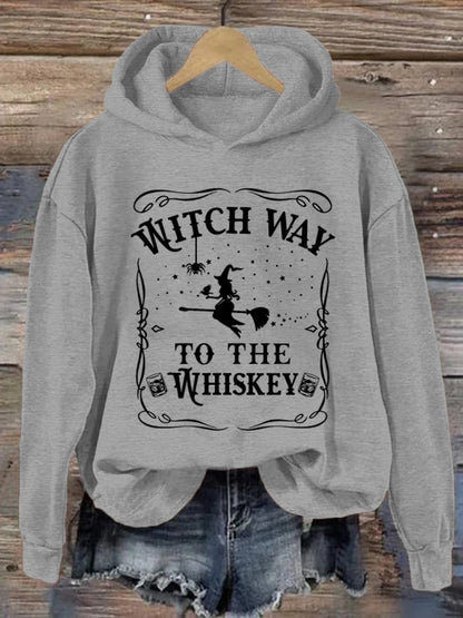 Women's Halloween Witch Way To The Whiskey Hoodie