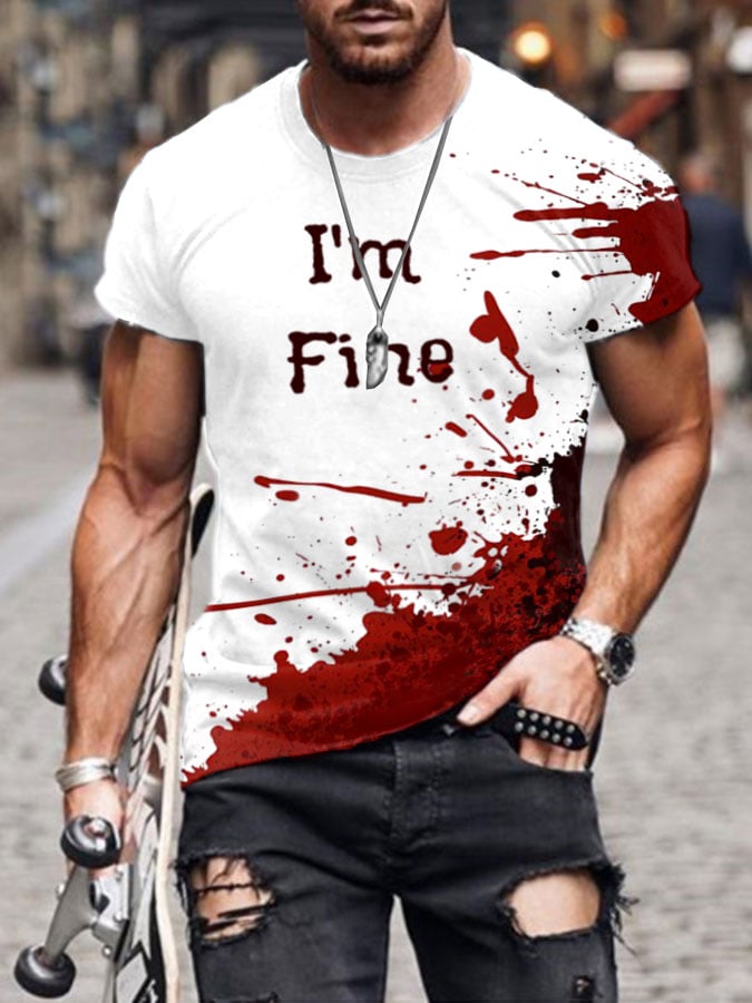 Men's Bloodstain I'm Fine Print T-Shirt