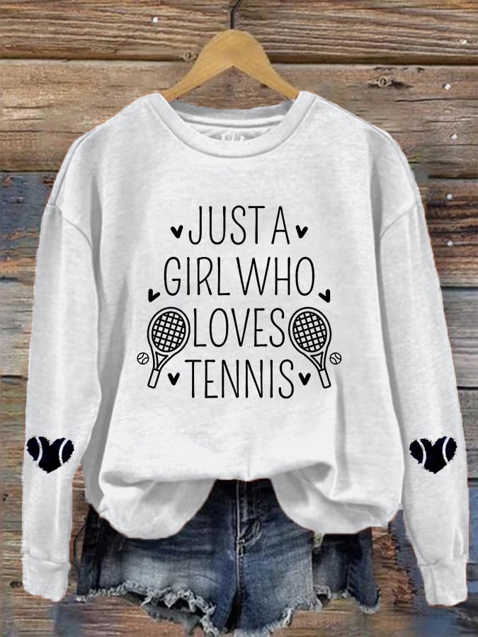 Women's "Just A Girl Who Loves Tennis" printed sweatshirt