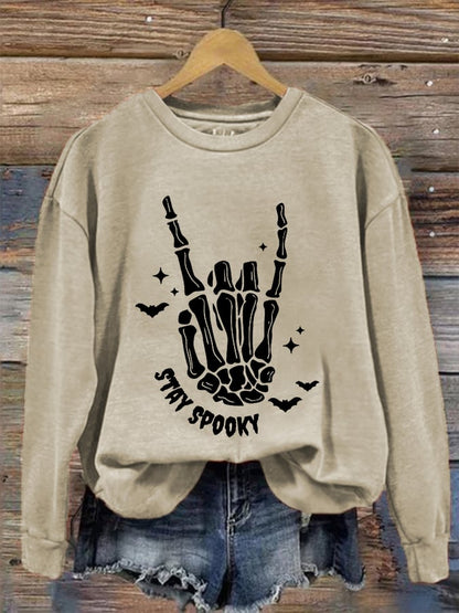 Women's Halloween Skeleton Palm Casual Sweatshirt