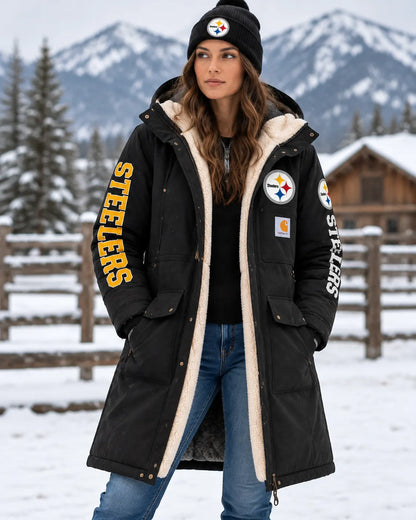 PITTSBURGH STEELERS UNISEX SHERPA-LINED LONG WINTER PARKA JACKET
