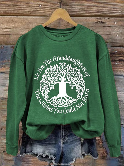 Women's Halloween We Are The Granddaughters of Witches You Could Not Burn Tree Print Sweatshirt