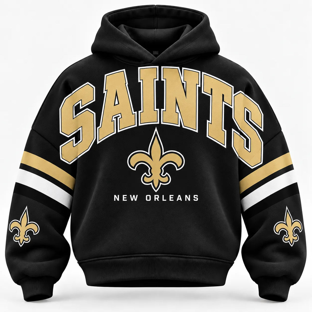 NEW ORLEANS SAINTS AIRY CLOUD FEEL OVERSIZED FOOTBALL GRAPHIC HOODIE