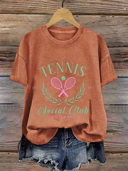 Women's Tennis Printed Round-Neck Casual T-Shirt