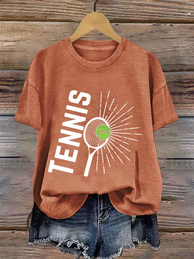 Women's Tennis Printed Round-Neck Casual T-Shirt