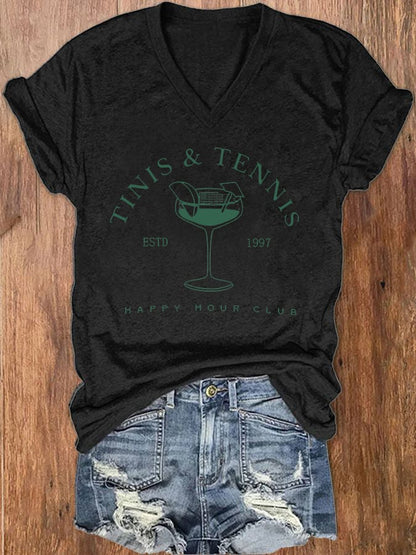 Women's Tennis Club Printed Casual T-Shirt