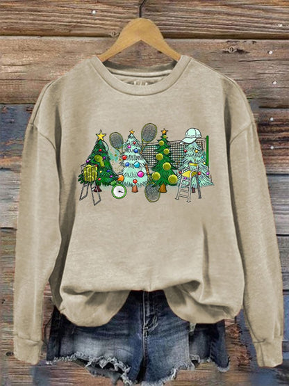 Women's Tennis Christmas Tree Print Sweatshirt