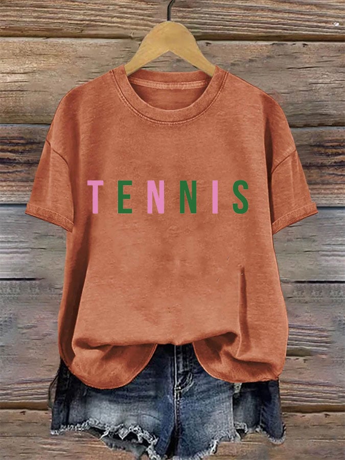 Women's Tennis Printed Round-Neck Casual T-Shirt