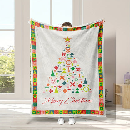 Cozy Christmas Tree Printed Throw Blanket - The Perfect Multi-Purpose Gift for All Seasons!