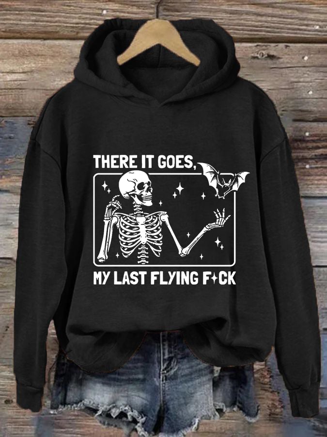 Women's Halloween There It Goes My Last Flying F*ck  Casual Hooded Sweatshirt