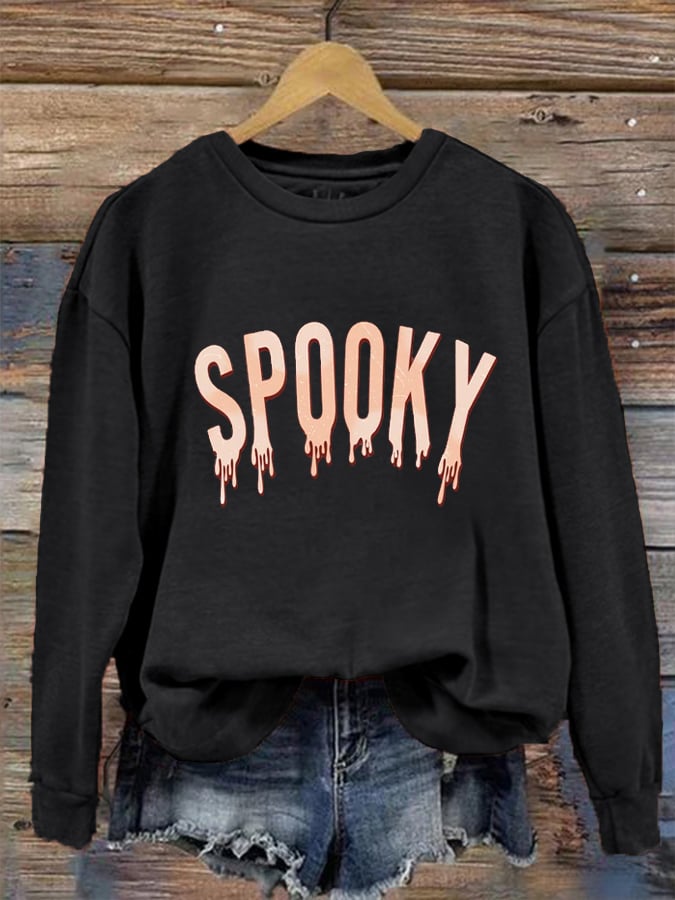 Women's Retro Halloween Creepy Cute Spooky Printed Sweatshirt