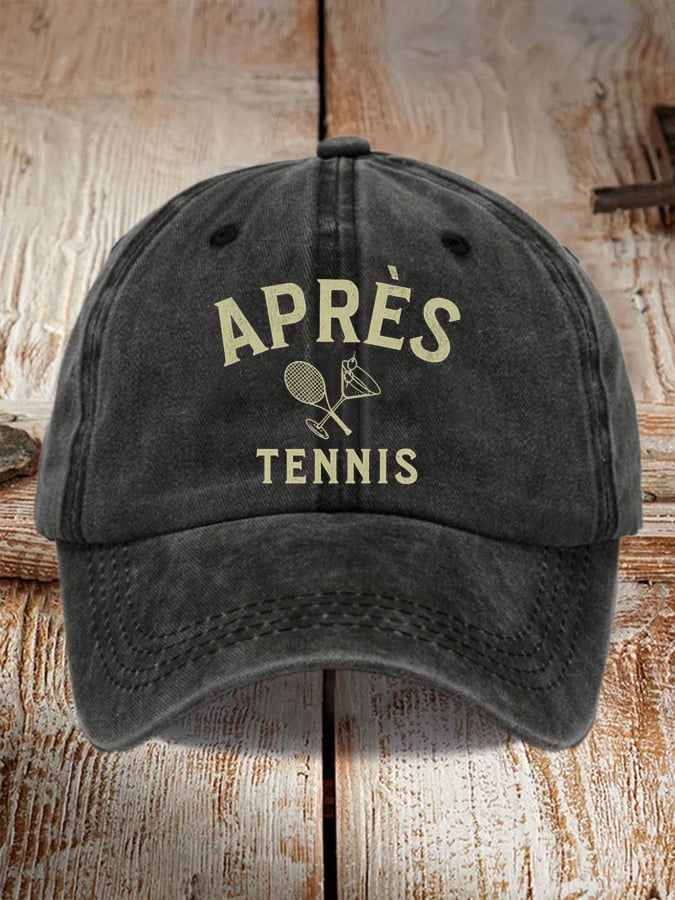Unisex APRÈS Tennis Print Distressed Washed Hat