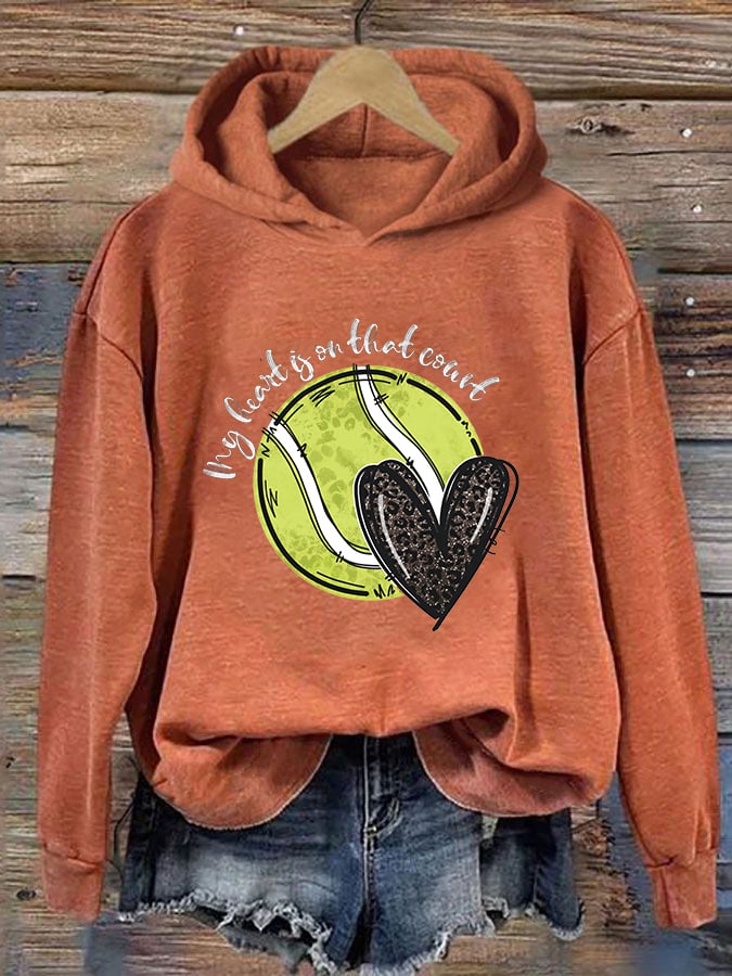 Women's Love Tennis Casual Hoodie