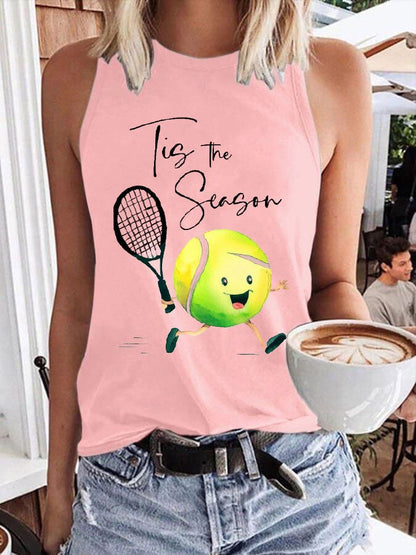 Women's Funny Tennis Tis The Season  Print O-Neck Top