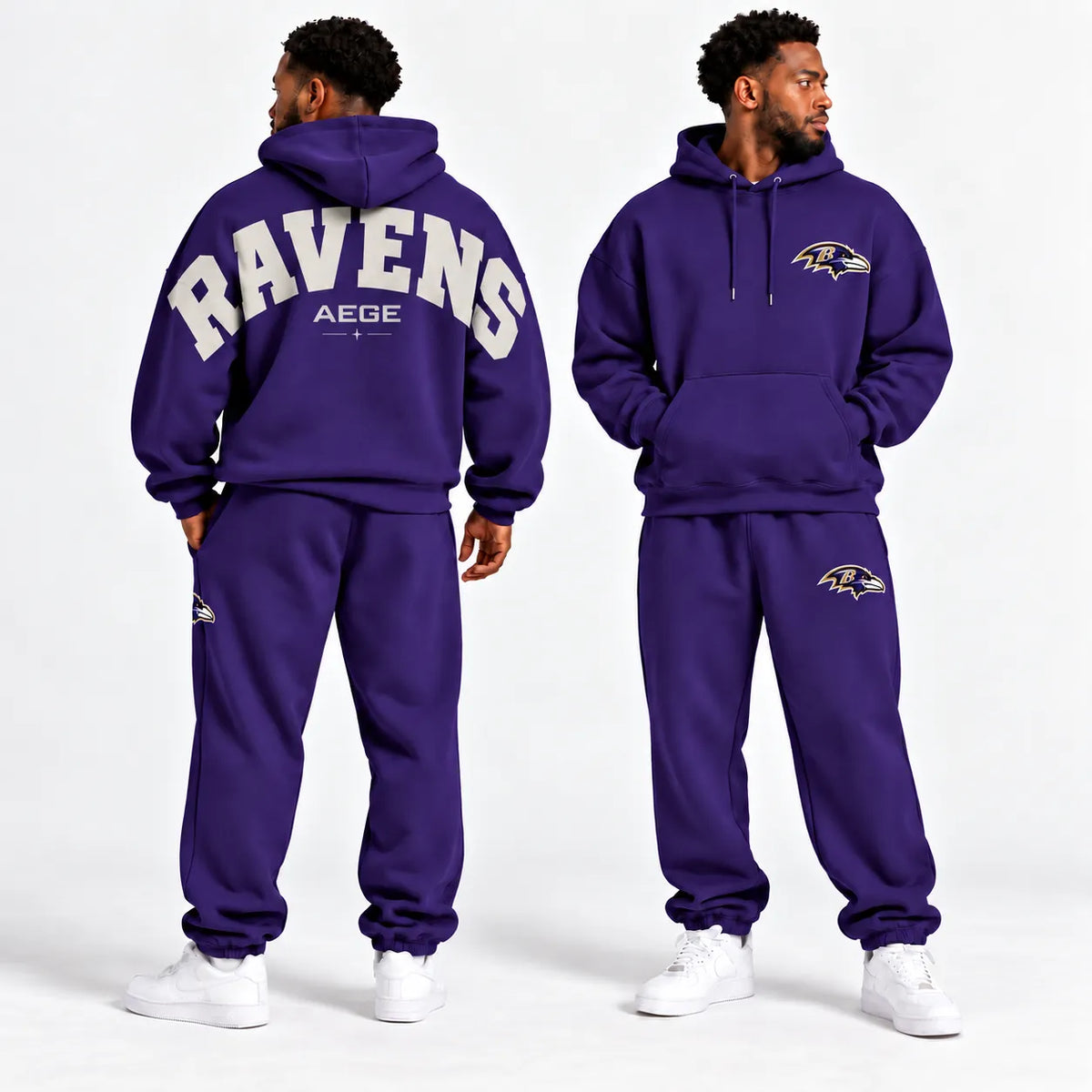 BALTIMORE RAVENS AIRY CLOUD FEEL OVERSIZED BACK GRAPHIC HOODIE