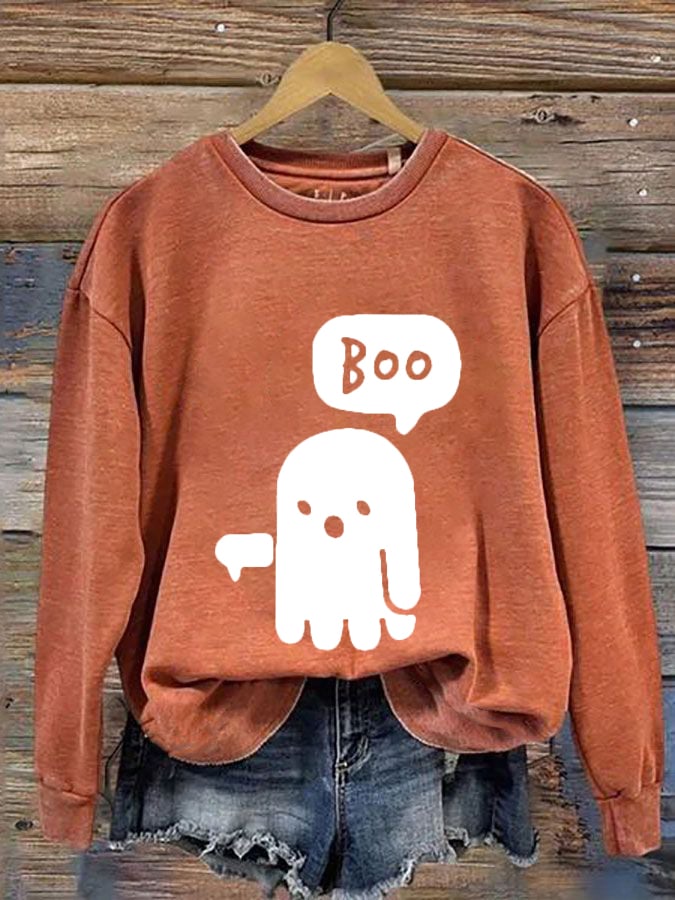 Women's Dislike Boo Ghost Printed Casual Sweatshirt