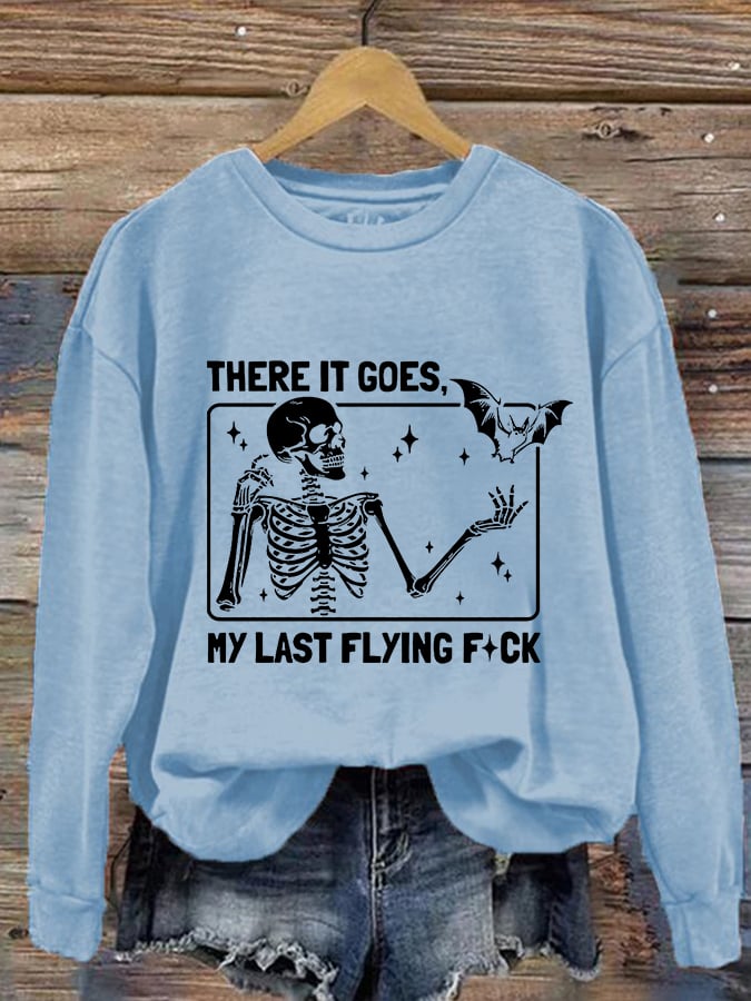 Women's Halloween There It Goes My Last Flying F*ck  Print Crew Neck Sweatshirt