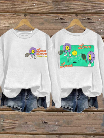 women's love love tennis clus sweatshirt